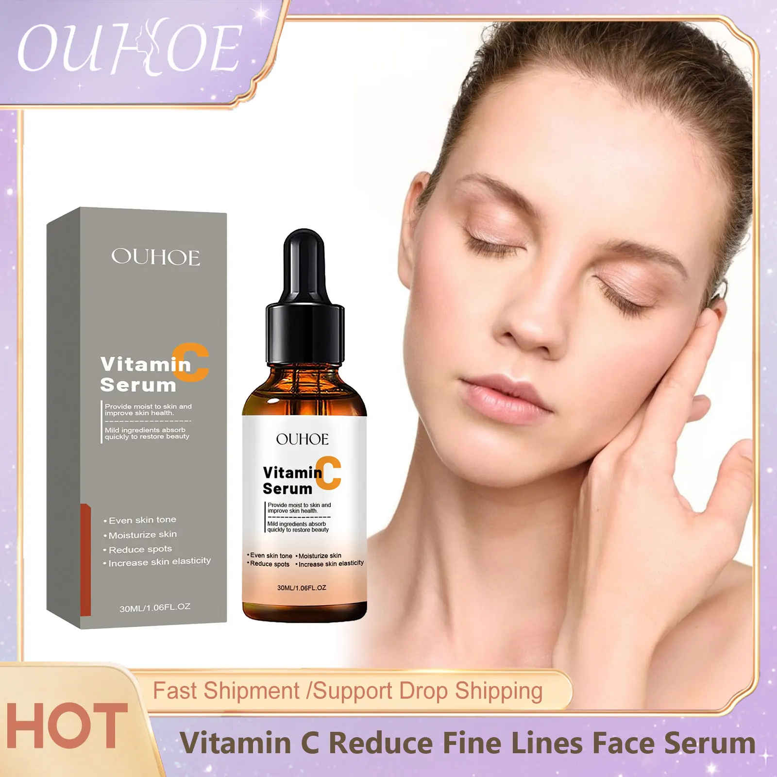 Anti Aging Facial Serum Vitamin C Reduce Fine Lines Forehead Wrinkles Moisturizing Smoothing Skin Repairing Firming Face Serum 2
