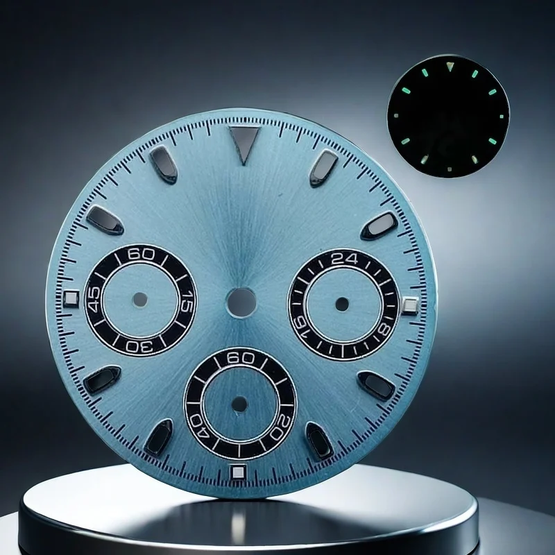 Enhanced Black and Multi-Color Dial for VK63 Movement with Date Display - 29mm