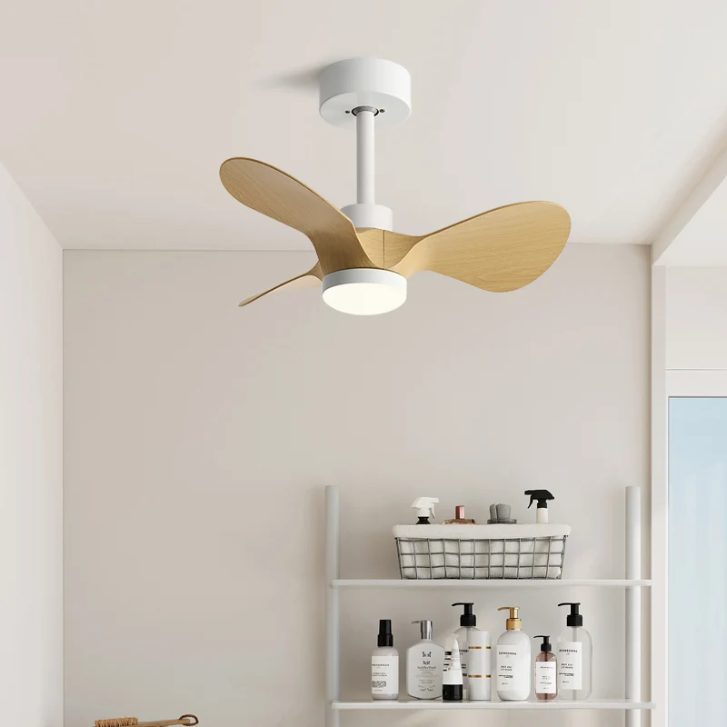 20 24 Inch Ceiling Fan 3 Blades Boom Industrial ABS Ventilator With Variable Light Remote Control for Home Office Decoration