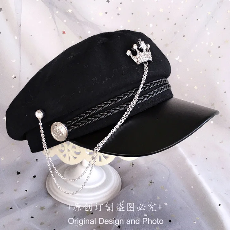 Japanese Tassel Military Cap Halloween Handmade Lolita Hat Women