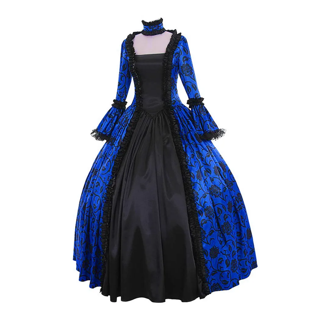 Gothic Gowns Gothic Gowns Women Retro Winter Print Ball Floral Fall Dress