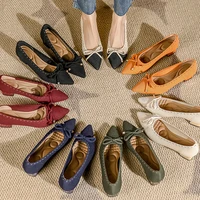 Women's Large Heels 41/42/43 Soft Knitted Fashion Bow Shoes 2025 New Edition 1