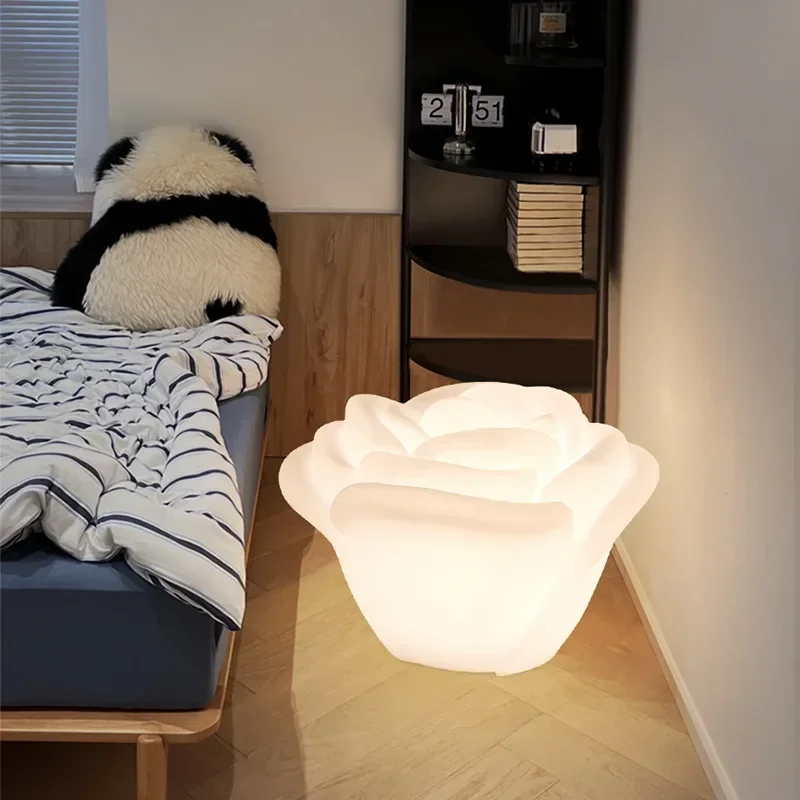 Nordic Petal Floor Light Cream Wind Night Light for Bedroom Living Room Decorative Lamp Luxury Vertical Lamp for Homes