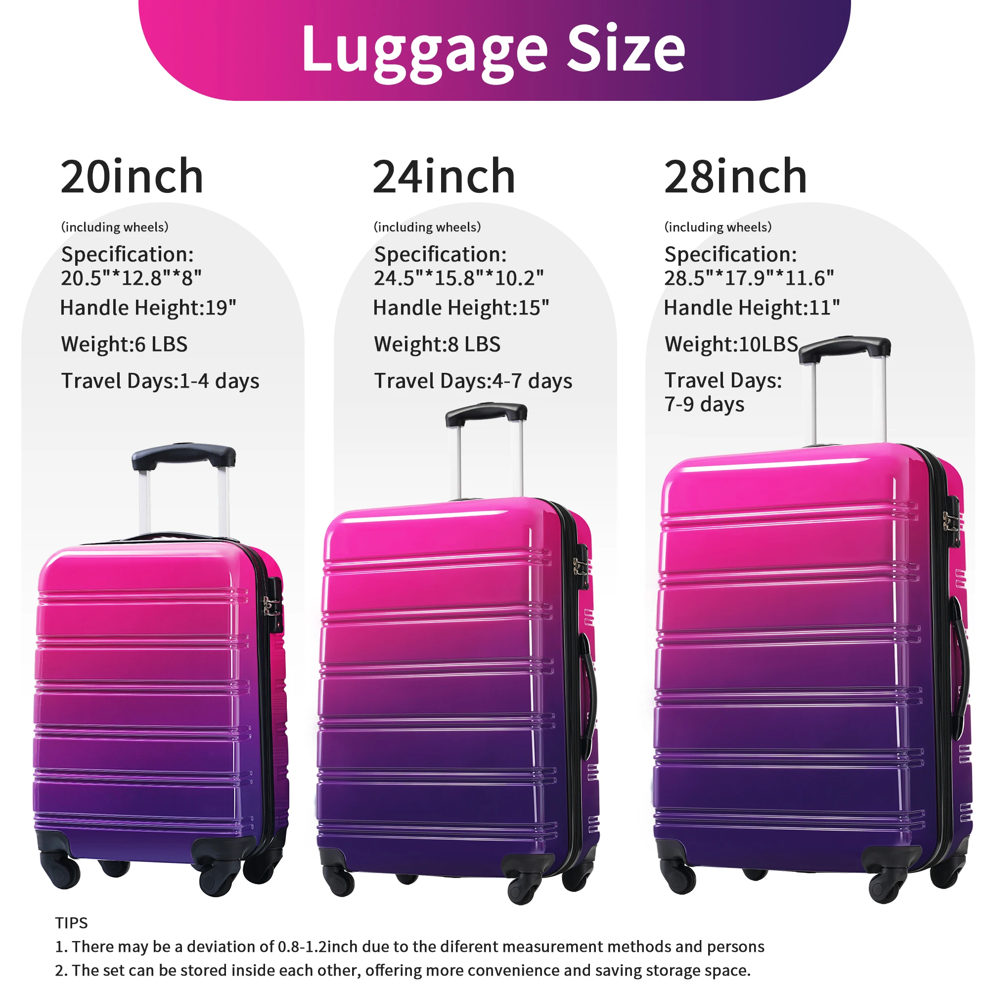 Expandable Gradient Hardshell Luggage Set 2