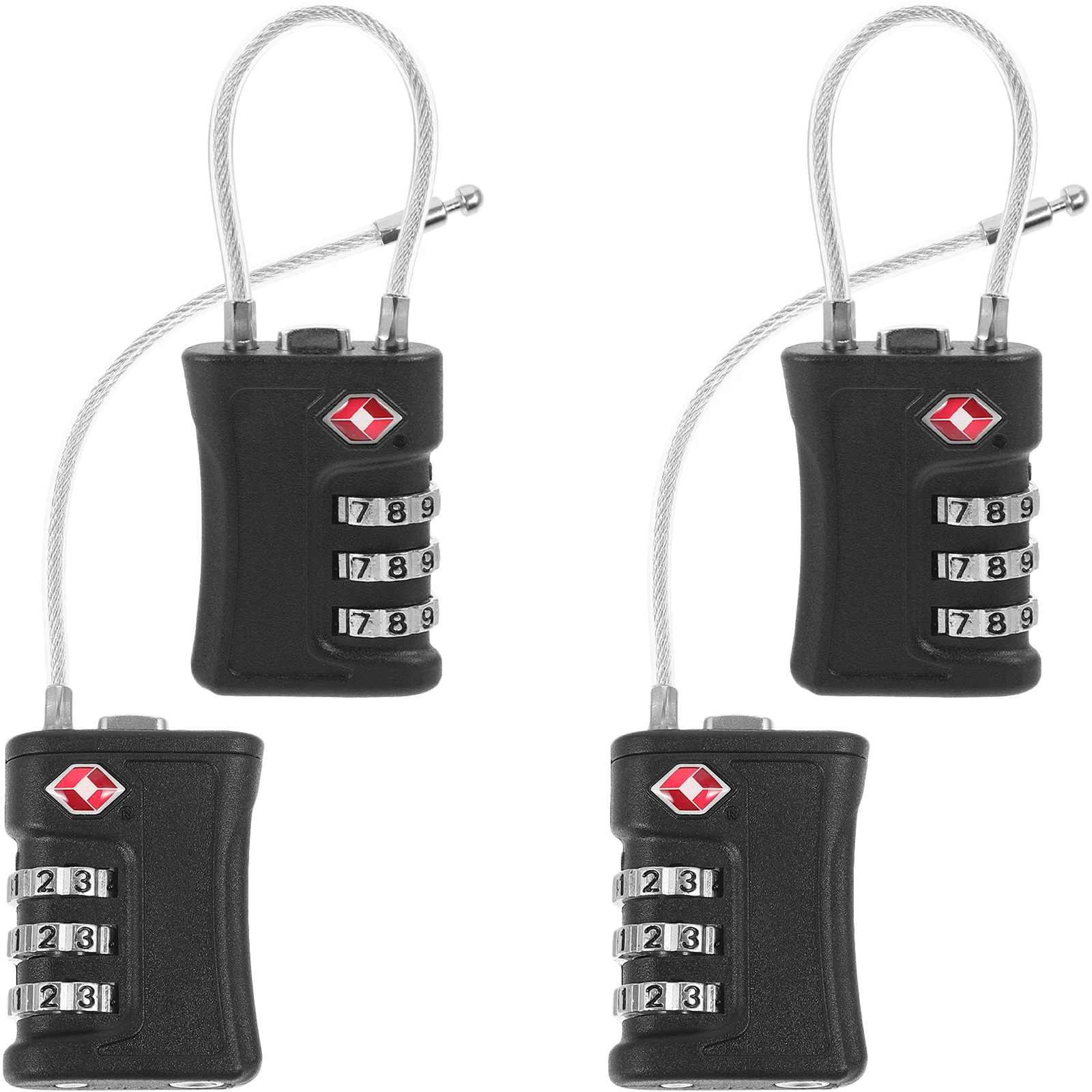 

4 Pcs Cable Luggage Lock Padlock Zipper TSA for Approved Locks Combination Travel