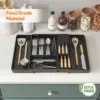 Silverware Drawer Organizer Expandable Utensil Tray with Removable Knife Block Utensil Storage Trays for Knives and Forks 1