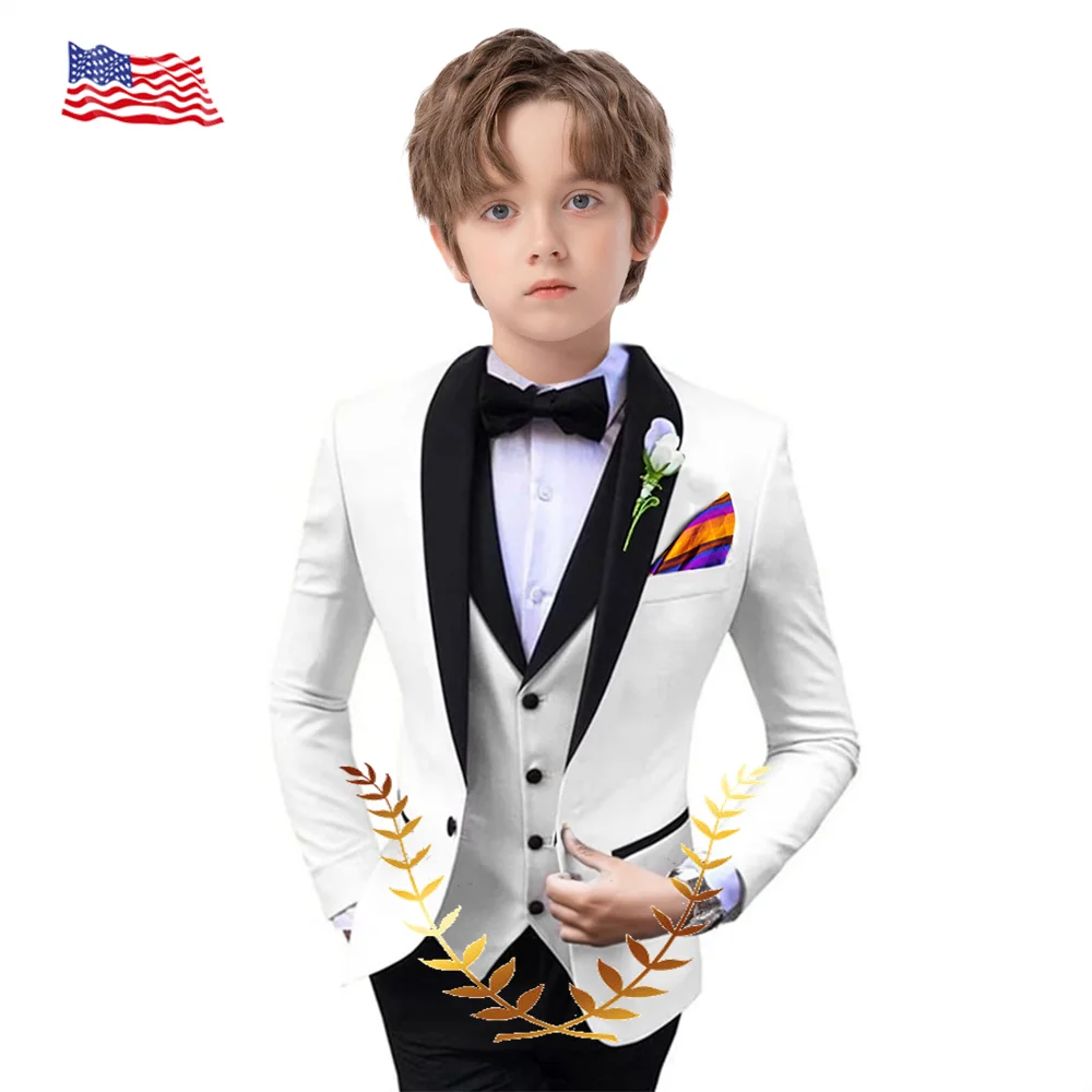 

Boy Suit 4yrs to 12yrs Wedding Tuxedo 4 Piece Suit Kids Jacket Pants Vest Bow Tie Green Fruit Collar Formal Clothes Customized