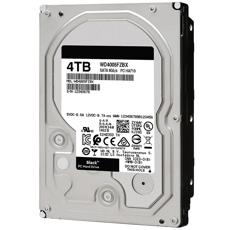 New Original HDD For WD Black 4TB 3.5" SATA 6 Gb/s 256MB 7200RPM For Desktop Computer Hard Disk WD4005FZBX