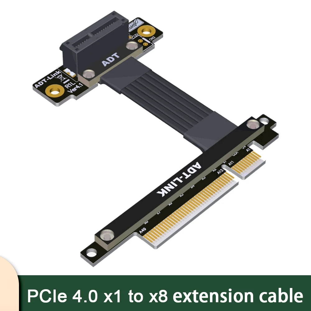 

Кабель-удлинитель ADT PCIe 4,0 X8 PCI-E X1 с поддержкой сетевой карты, жесткого диска, сетевой карты, Удлинительный кабель для графического процессора