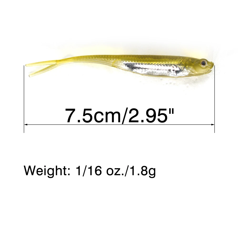 MNFT 3Pcs Shad Minnow Paddle Tail Swim Bait Fishing Soft Lure 7.5