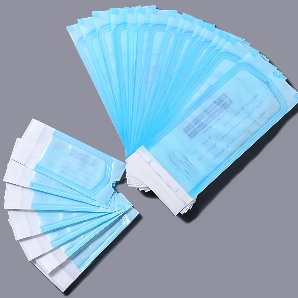 20Pcs Disposable Nail Disinfectant Bag Manicure Sterilizer Cosmetics Nail art Tool Disinfection Pouch Self-adhesive Clean Bags