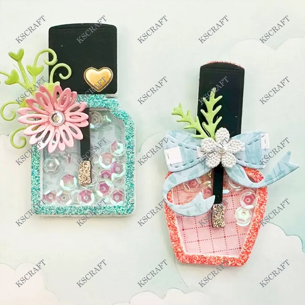 KSCRAFT 귀여운 매니큐어 병 셰이커 DIY Scrapbooking 장식 엠보싱 DIY 종이 카드에 대한 다이 스텐실을 절단