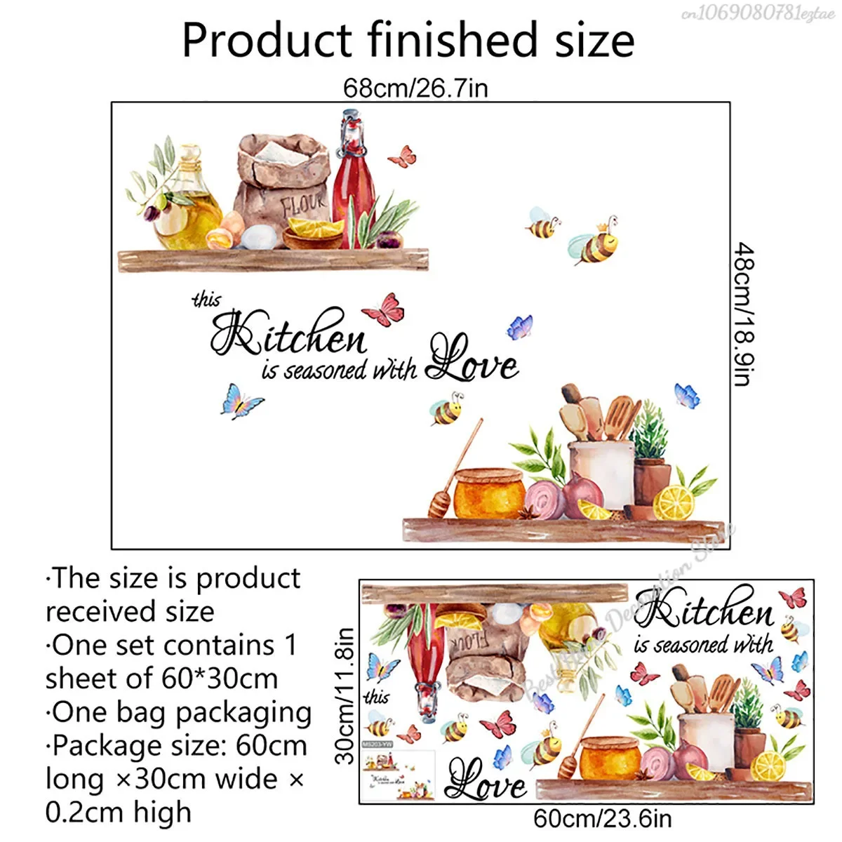 Bees Butterflies Kitchen Wall Sticker Home Room Decoration Poster Bedroom Adhesive Wallpaper Wall Furniture House Interior Decor
