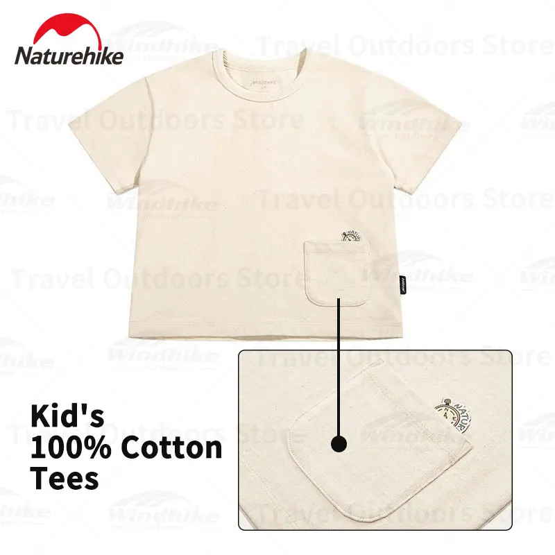 Naturehike Boy Cotton T-Shirt Summer Camping Children's Wear Outdoor Travel Short Sleeves T-Shirt Girls Solid Color Clothes