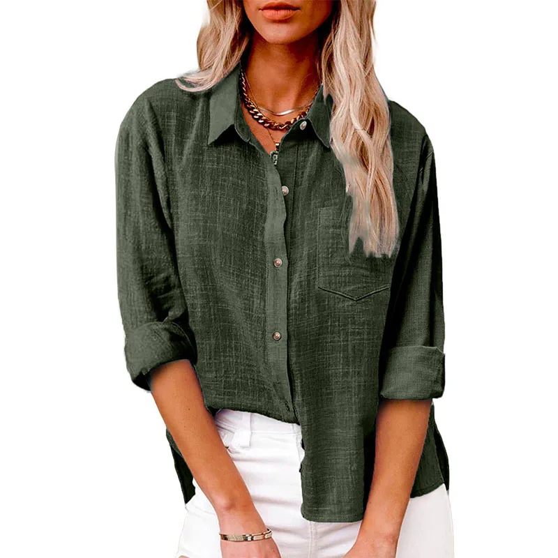 Sdd06d9461e8e419db2553041dbeed56bG Solid Casual Loose Shirts For Women Summer Vintage Women's Oversized Shirts And Blouses Fashion Elegant Youth Female Tops Mallzona