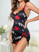 Women Sleepwear Nightgown Sexy Lingerie Love Printed Halter Backless Mini Dress Casual Pajamas Sleepshirts Nighties - Image 4