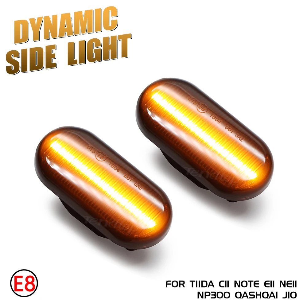 

2pcs Dynamic Blinkers LED Turn Signal Side Marker Lamp For Nissan Tiida C11 Note E11 NE11 Micra K12 NP300 Navara D40 Qashqai J10