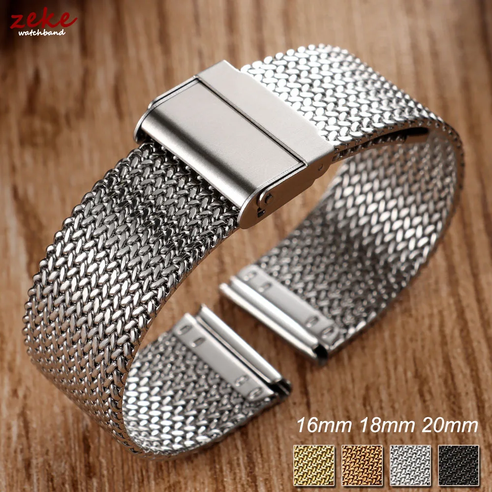 Elegant Milanese Mesh Stainless Steel Watchband with Folding Buckle - Universal Strap