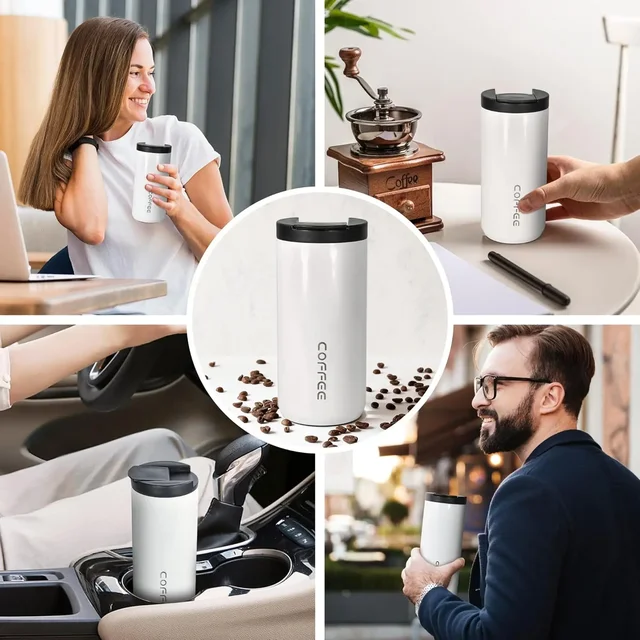 400ML Stainless Steel Coffee Cup Travel Thermal Mug Leak-Proof Thermos Bottle Tea Coffee Mug Office Business Style Thermos 6