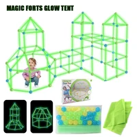 Kids Fort Building Set Kit Glow in The Dark Build A Fort STEM Educational Indoor/Outdoor Toys Construction Gift DIY Toys for Kid 1