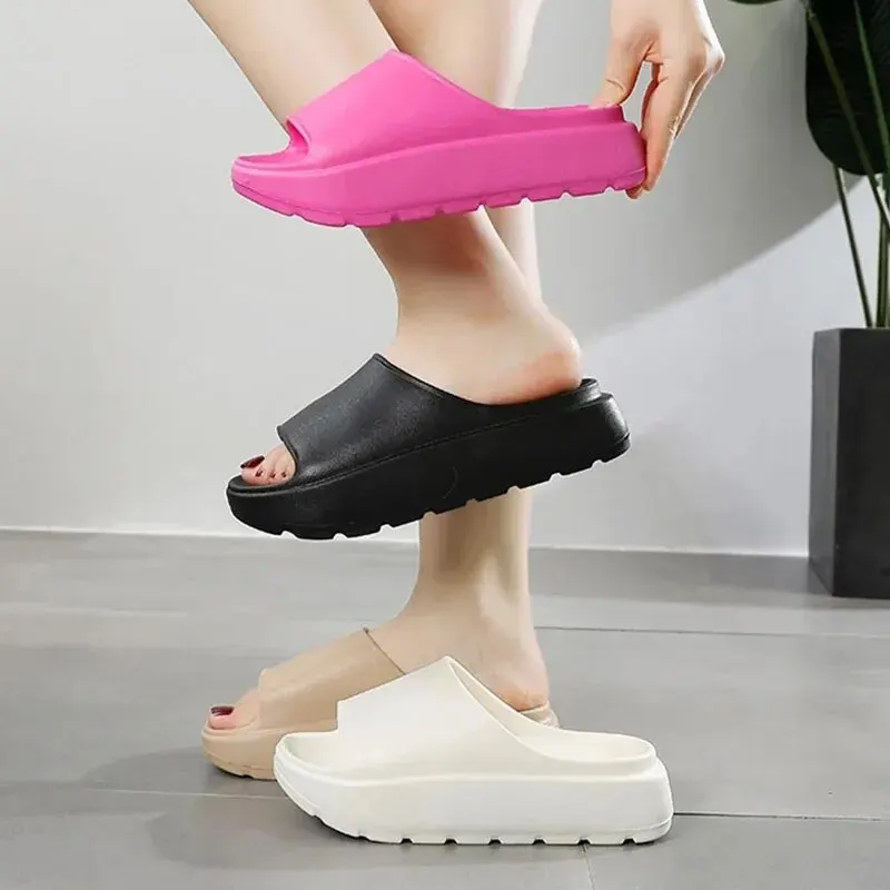 Summer Women Non-Slip Platform Slippers UNISEX Peep Toe Outdoor Casual Shoes for Woman Flat Bottom Comfortable Beach Slipper 6