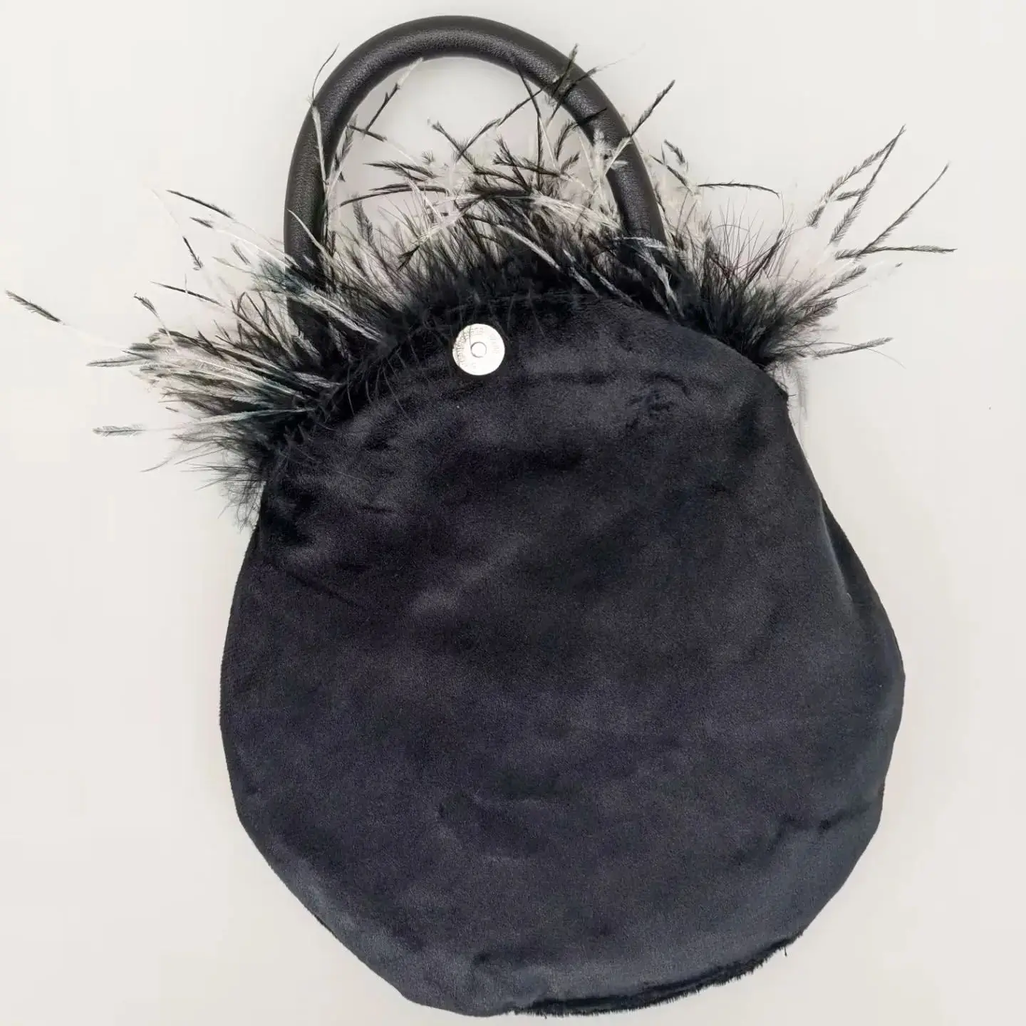 2024 Popular Color Peach Fluff  Natural Ostrich Feather Mini Handbag  Furry Fluffy Women Change Purse For party