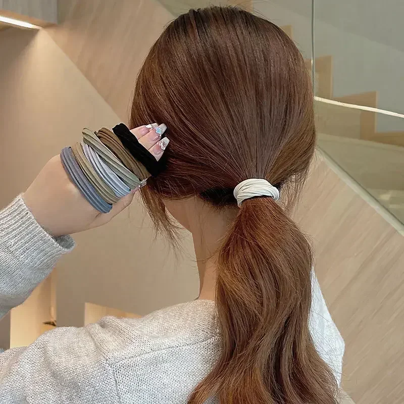 Hair Accessories Women High Elastic Seamless Hair Rope Durable Girls No Crease Ponytail Holder 5pcs/Bag