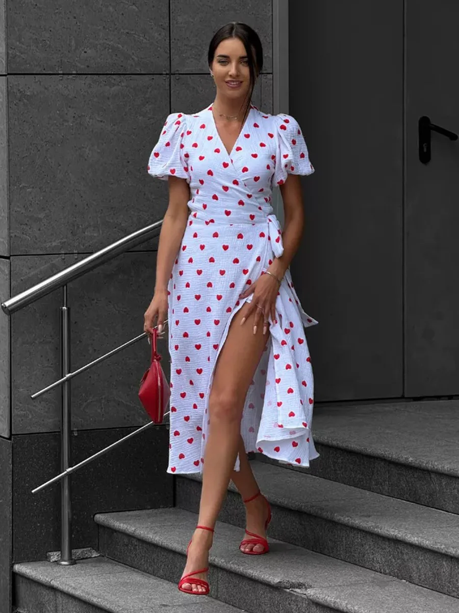 Women's Loose Fit Cotton Blend Maxi Dress with V-Neck & Short Sleeves Sdd07793c1d2145bc907d02961f738939x
