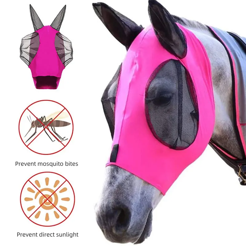 Multicolor Horse Masks Anti-Fly Worms Breathable Stretchy Knitted Mesh Anti Mosquito Mask Riding Equestrian Equipment New