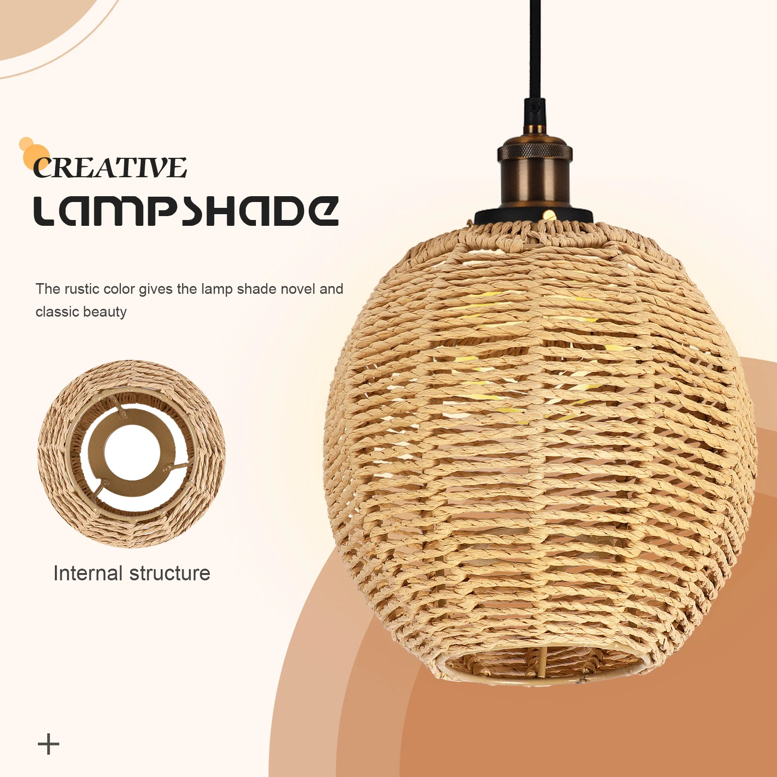 

Imitation Rattan Lampshade Paper Woven Shades Light Chandelier Ceiling Bulb Bulbs Hanging