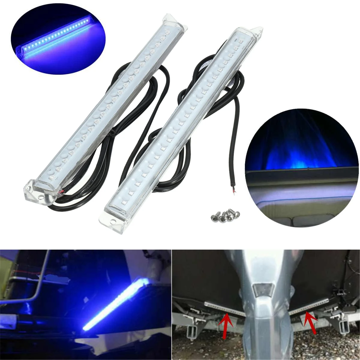 

12V 21 LED Marine Yacht Boat LED Underwater Light Waterproof Fishing Boat Trim Tab Light Kit Bar Transom