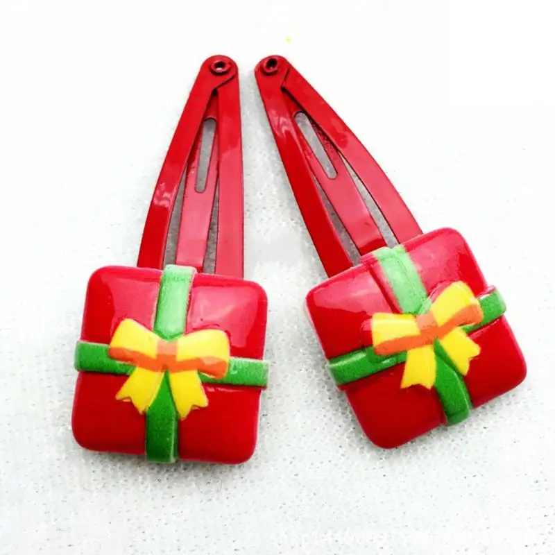Women Girls Cartoon Christmas Style Snap Hairpins Snowman BB Hair Clips Santa Claus Metal Snap Barrettes Randomly Send