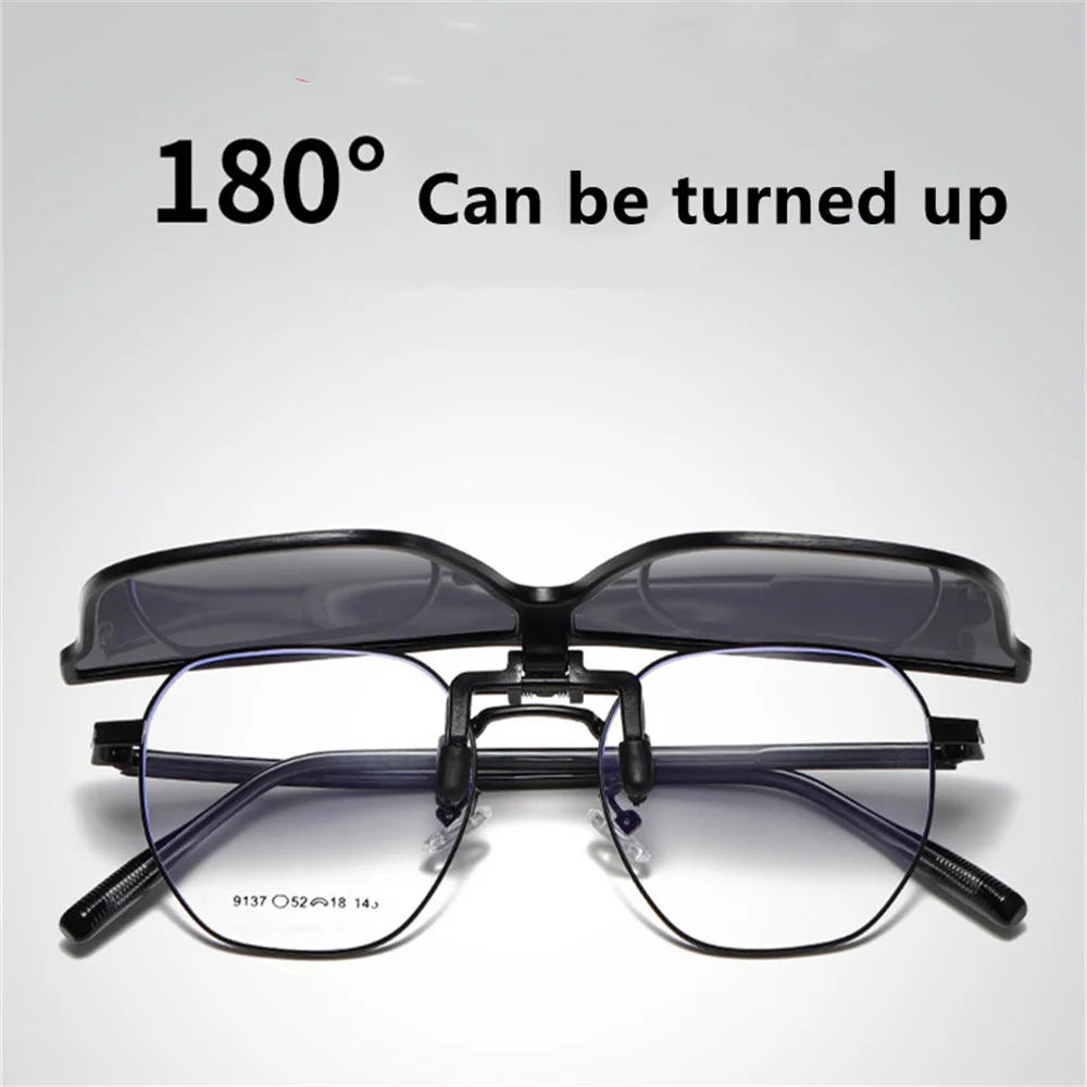 New Polarized Flip-up Sunglasses Clips For Myopia Glasses Retro Big Size Square Glasses Clip-on Sunglass Clip Driver Accessories