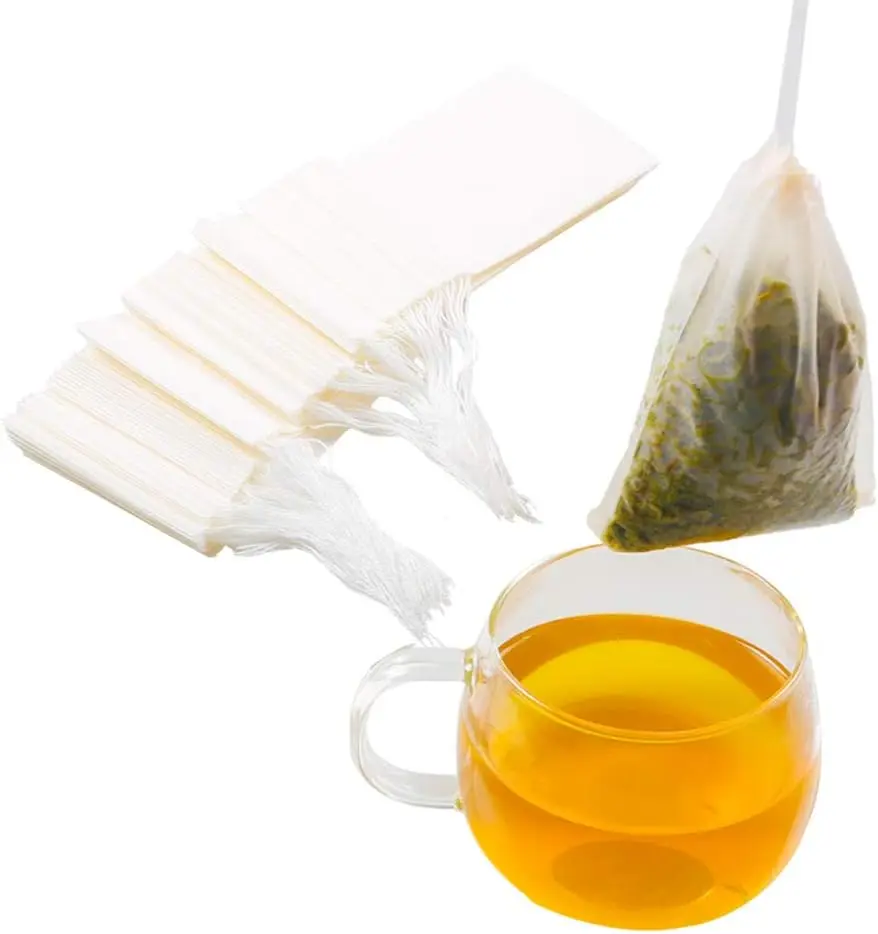 Disposable tea filter bags drawstring set of 100 for loose leaf tea