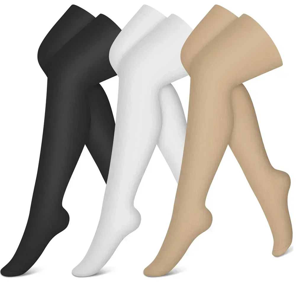 1 Pair 20-30 mmHg Compression Stockings for Women & Men Thigh High Socks Graduated Support for Varicose Veins Edema Flight