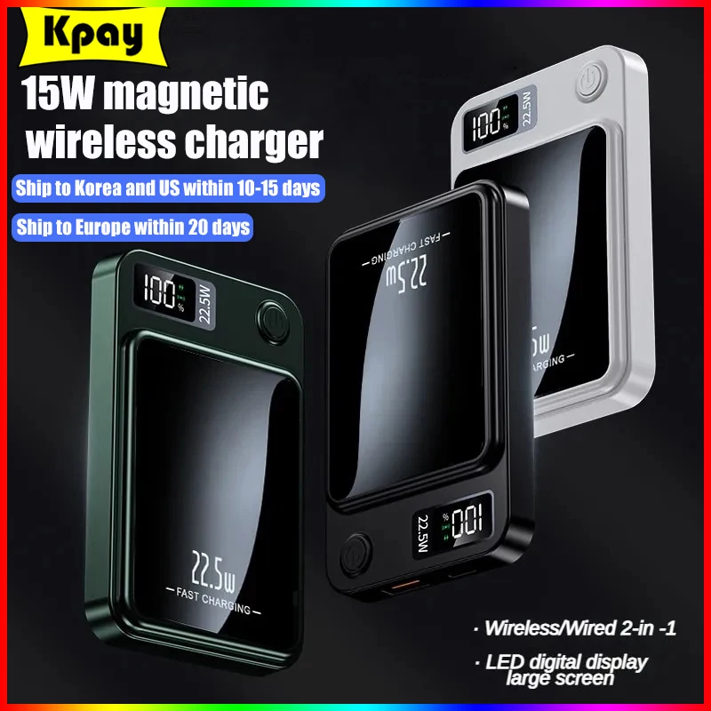 

10000mAh Macsafe Power Bank Magnetic Wireless 15W Powerbank Fast Charger For iPhone 15 14 13 12Pro Max Portable External Battery