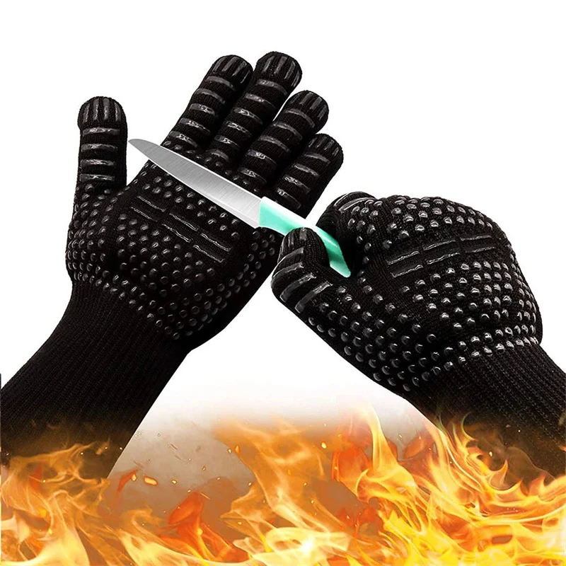 BBQ Gloves 1472&deg;F Heat Resistant Fireproof Oven Mitts Long Silicone Mittens Grilling Gloves for Kitchen Smoker Barbecue Camping silicone oven mitts silicone oven gloves