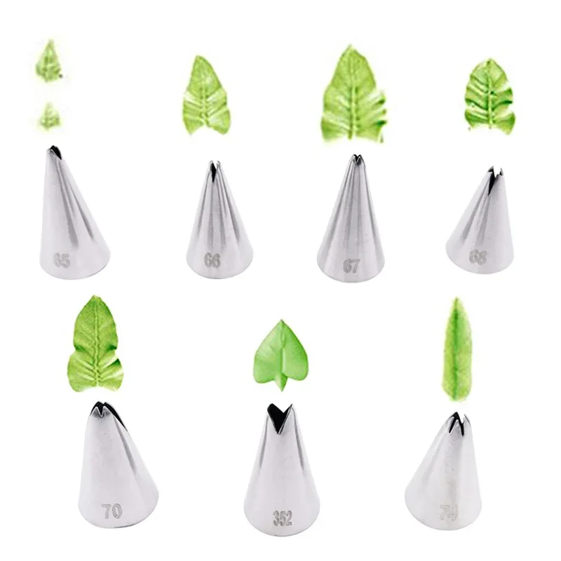 Description Picture 2 of item7 Different Styles Leaf Leaves Cream Stainless Steel Icing Piping Nozzles Cake Cream Decorating Cupcake Pastry Tips Cake Tools