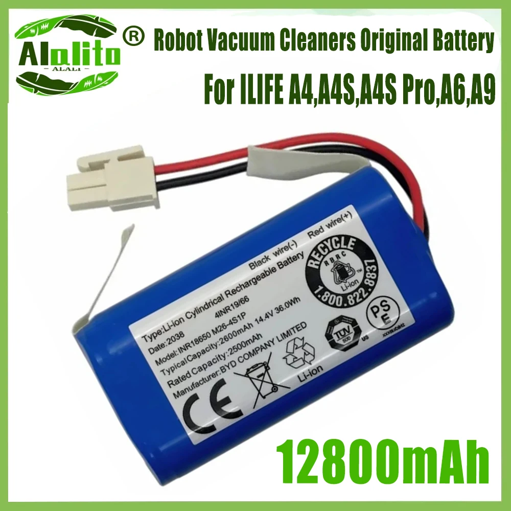 14.4V 12800mah Rechargeable Lithium Battery For ILIFE A4s A6 V7s Plus A9s W400 Robot Vacuum Cleaner INR18650 M26-4S1P Batteries