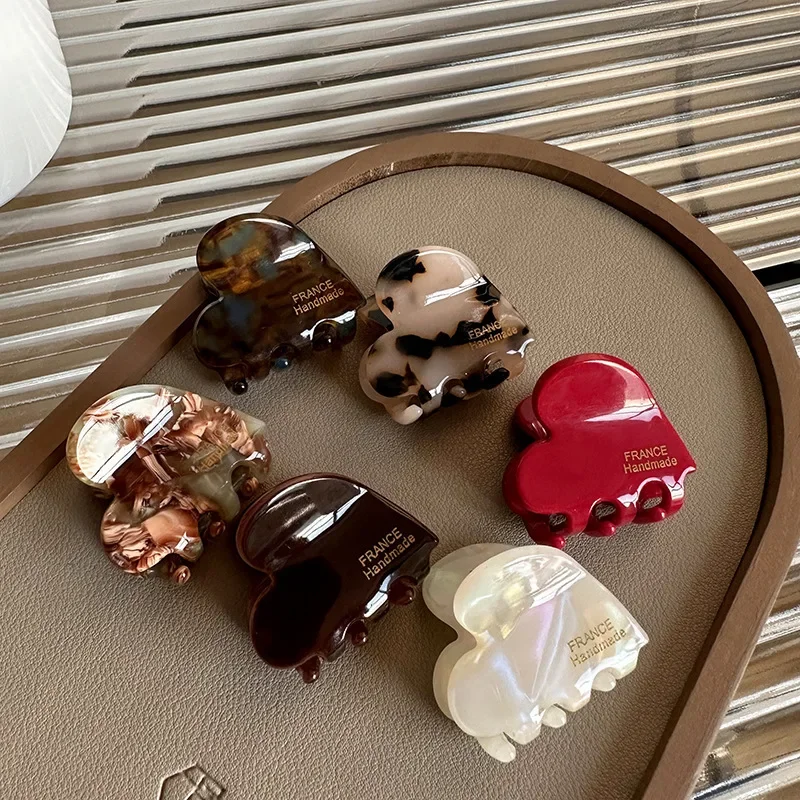 3,5 cm kleine Haarklammer aus Acetat, Haarkrabben für Mädchen, niedliche herzförmige Haarspangen, Damen-Haar-Accessoires, Haarnadeln und Clips