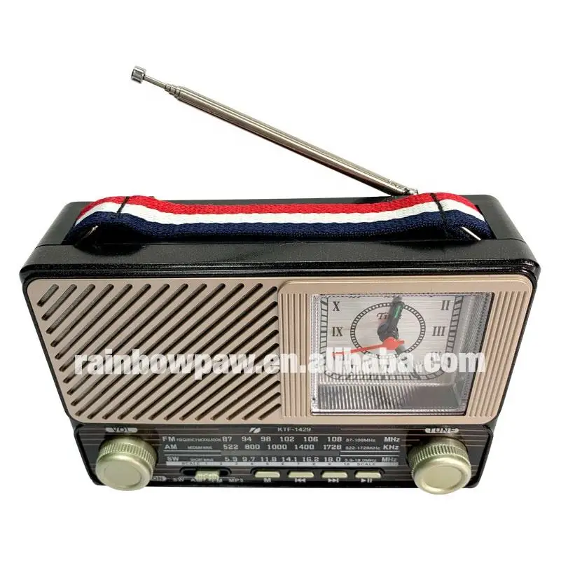 Ktf-1429 Retro Portable Outdoor Radio Speaker Wireless Am Fm Sw 3 Band Bt  Usb Tf Card Music Mp3 Player With Flashlight and Clock - AliExpress