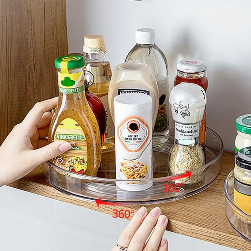 Durable Rotating Shelf 360&deg; Rotating Storage Tray Organizer Kitchen Bathroom Cabinets Pantry Refrigerator