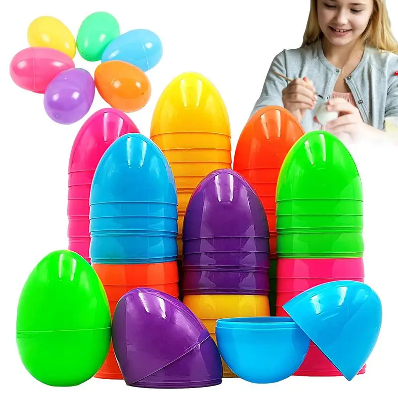 

Fillable Easter Eggs 50 Pcs Fillable Colorful Bright Fake Eggs Easter Eggs Assorted Colors For Easter Egg Hunt Diy Craft Supply