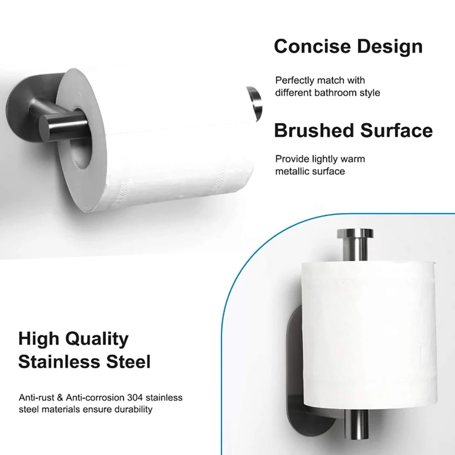Toilet Paper Holder Self-Adhesive Bathroom Stainless Punch-free Kitchen Hook