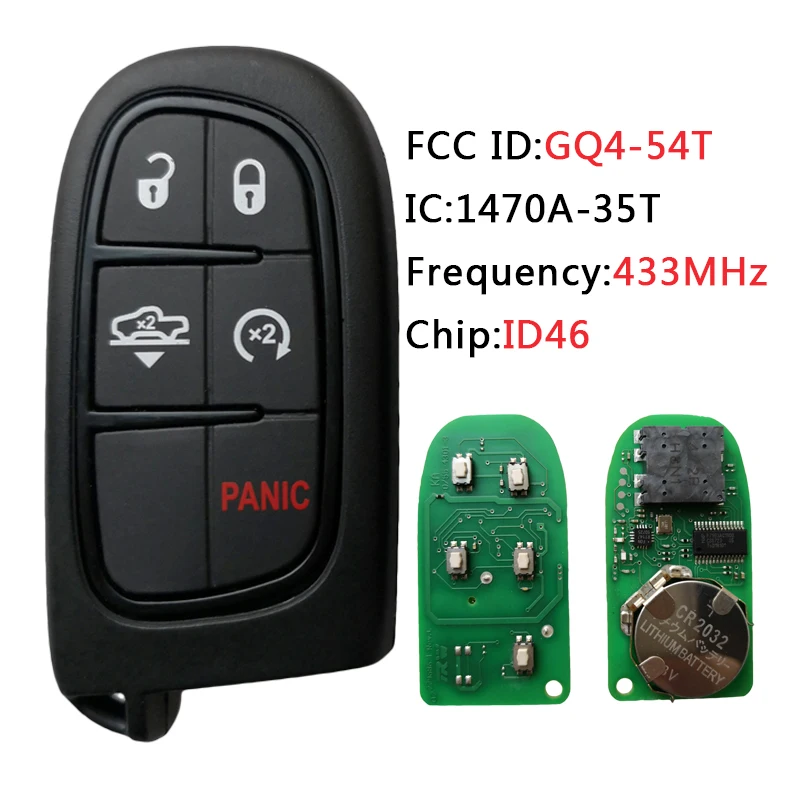 

TXK024026 Original FCC ID GQ4-54T For Dodge RAM 2013-2016 Smart Remote Car Key 4+1 Button 433MHz ID46 PCF7953 Chip 68159657AD
