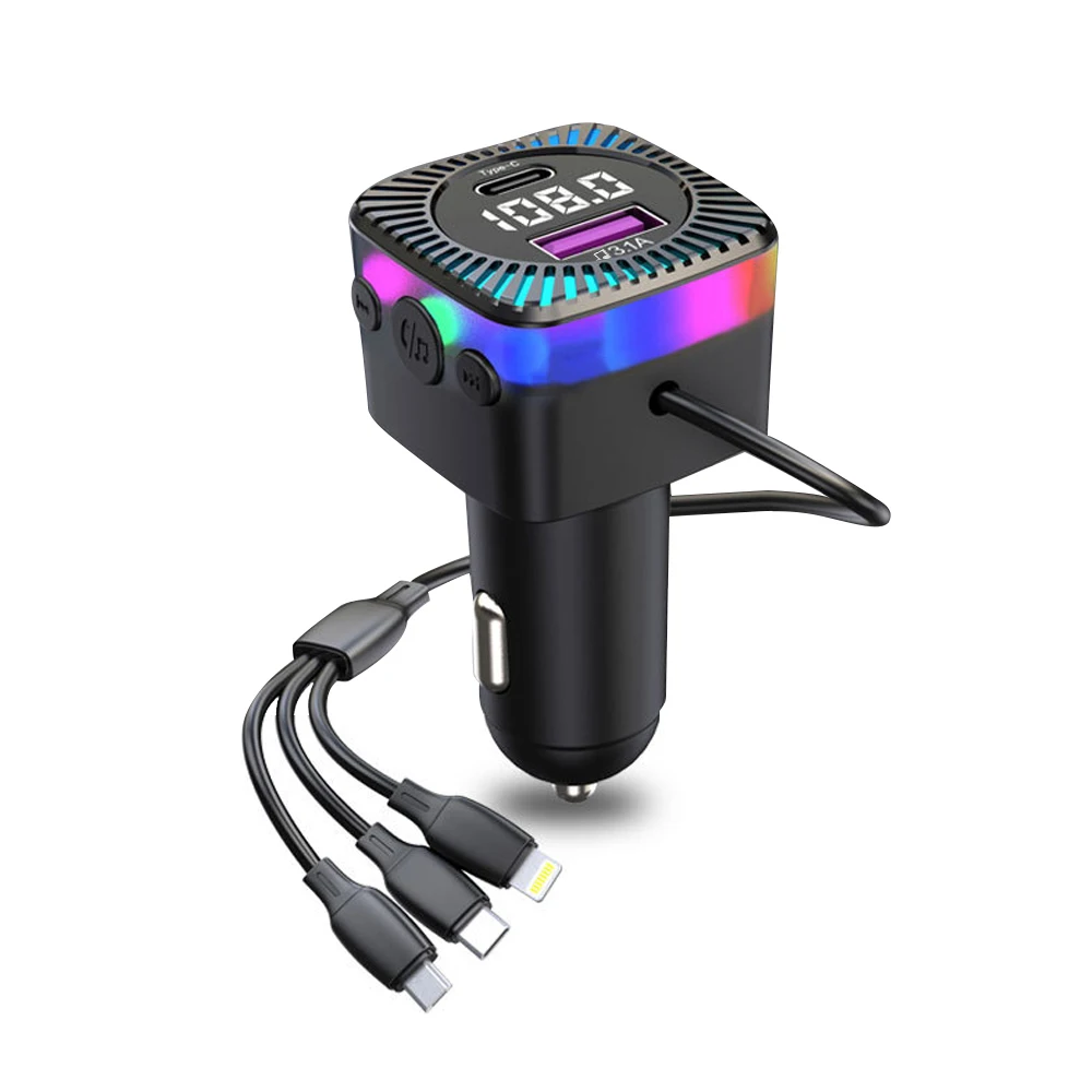 

Car Bluetooth 5.3 FM Receiver Transmitter 3 in 1 66W PD Fast Charger Wireless Audio Car MP3 Player