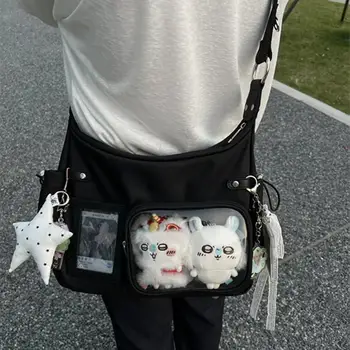 Y2k Korean Transparent Ita Bag Girls Sweet Lolita Jk Handbag Fashion School Crossbody Bag Harajuku Anime Badge Display Tote Bag 1