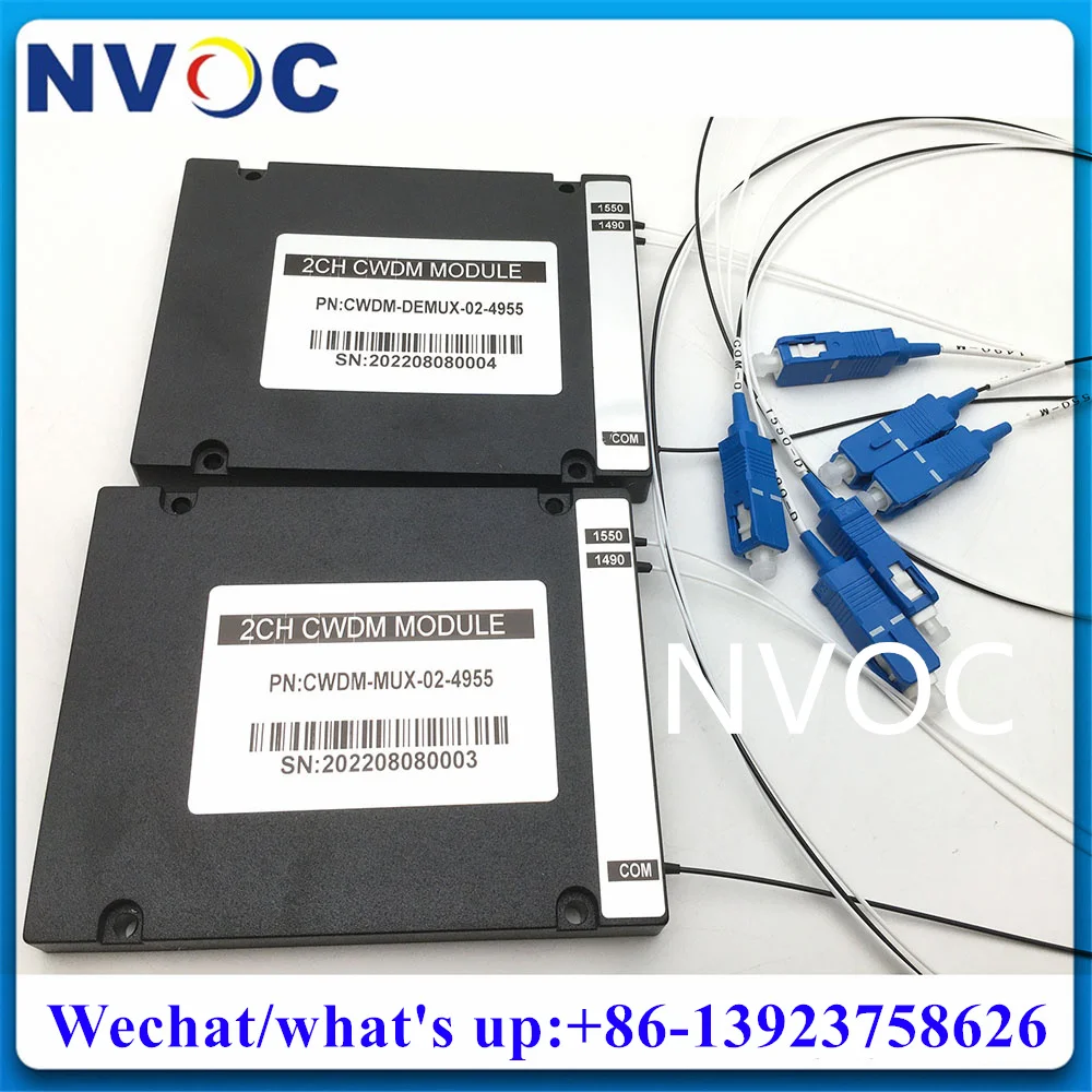 

2Ch CWDM Optic Module,2Channel Single Fiber 1270-1610nm ABS BOX Mux&Demux Multiplexer with 1M 0.9mm SC/UPC Connector