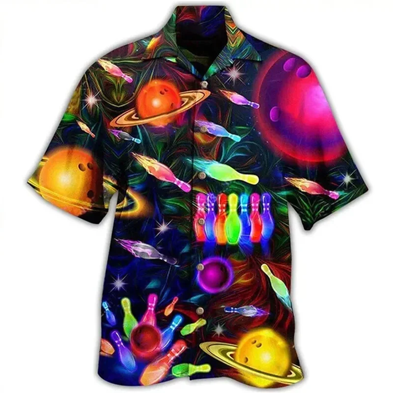 Summer Vintage 3D Fitness Lovers Bowling Printing Shirts Sports Gym Quick Dry Short For Men Funny Streetwear Clothing Top