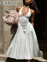 Ladies Summer Evening Party New Fashion Dress Women Sleeveless Backless V-Neck Sexy Birthday  Long Dresses 2025 Woman Streetwear - Image 3